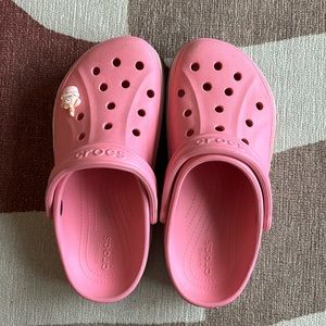 Pink crocs w/ birthday bunny pin
